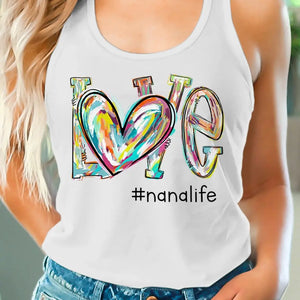 Love's Around Grandma Life - Family Personalized Custom Racer Back Tank Top - Gift For Mom, Grandma