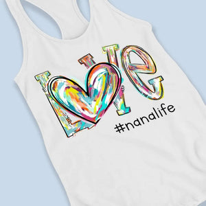 Love's Around Grandma Life - Family Personalized Custom Racer Back Tank Top - Gift For Mom, Grandma