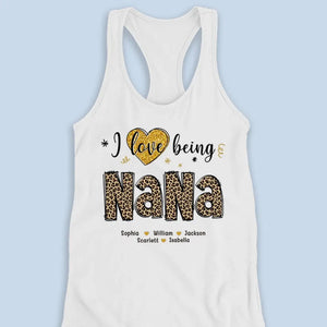 Being A Grandma, Being A Golden Life - Family Personalized Custom Racer Back Tank Top - Gift For Mom, Grandma