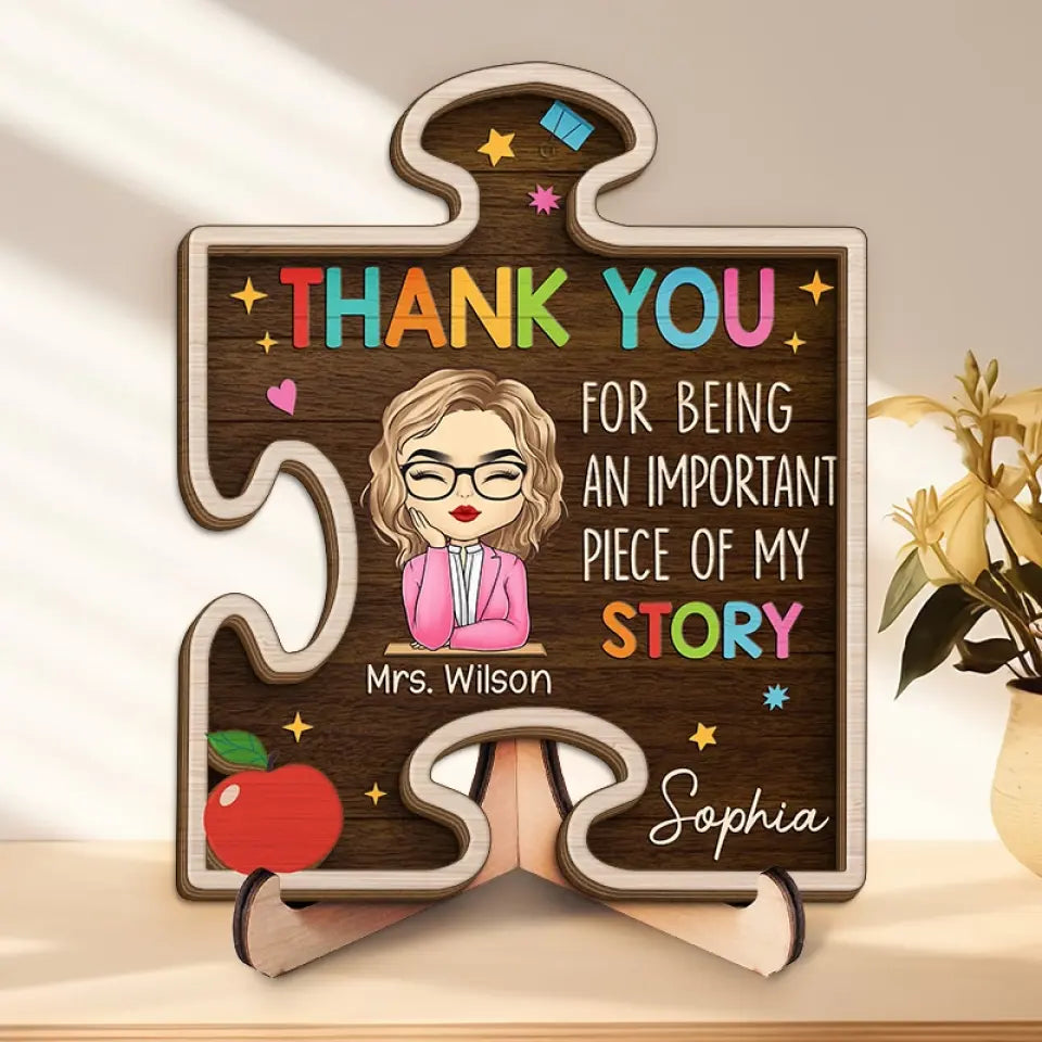 It Takes A Big Heart To Shape Little Minds - Teacher Personalized Custom 2-Layered Wooden Plaque With Stand - Gift For Teacher