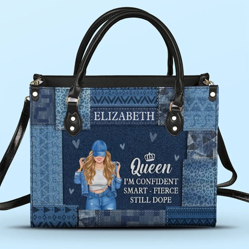 Queen I'm Confident - Bestie Personalized Custom Leather Handbag - Gift For Best Friends, BFF, Sisters