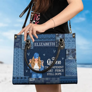 Queen I'm Confident - Bestie Personalized Custom Leather Handbag - Gift For Best Friends, BFF, Sisters