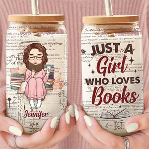 She Is A Bookworm - Book Lovers Personalized Custom Glass Cup, Iced Coffee Cup - Gift For Book Lovers