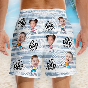 Custom Photo Best Man Ever - Family Personalized Custom Tropical Hawaiian Aloha Men Beach Shorts - Summer Vacation Gift For Dad, Grandpa