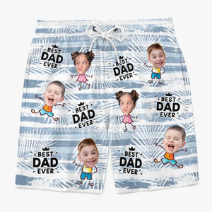 Custom Photo Best Man Ever - Family Personalized Custom Tropical Hawaiian Aloha Men Beach Shorts - Summer Vacation Gift For Dad, Grandpa