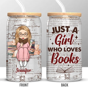 She Is A Bookworm - Book Lovers Personalized Custom Glass Cup, Iced Coffee Cup - Gift For Book Lovers