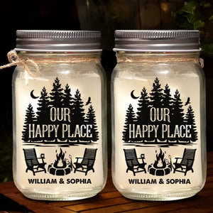 Life Is Better Around The Campfire - Camping Personalized Custom Mason Jar Light - Gift For Couple, Husband Wife, Camping Lovers