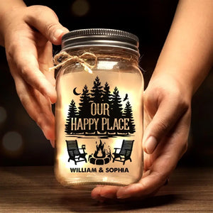 Life Is Better Around The Campfire - Camping Personalized Custom Mason Jar Light - Gift For Couple, Husband Wife, Camping Lovers