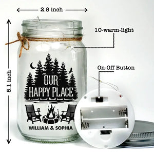 Life Is Better Around The Campfire - Camping Personalized Custom Mason Jar Light - Gift For Couple, Husband Wife, Camping Lovers