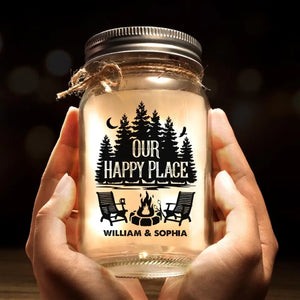 Life Is Better Around The Campfire - Camping Personalized Custom Mason Jar Light - Gift For Couple, Husband Wife, Camping Lovers