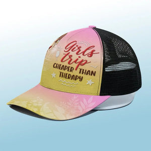 Don't Worry, Beach Happy - Bestie Personalized Custom Mesh-back Baseball Cap, Baseball Trucker Cap - Summer Vacation Gift For Best Friends, BFF, Sisters