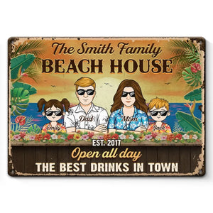 The Best Drinks In Town - Family Personalized Custom Home Decor Metal Sign - House Warming Gift For Family Members