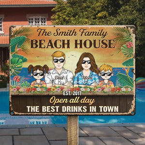 The Best Drinks In Town - Family Personalized Custom Home Decor Metal Sign - House Warming Gift For Family Members