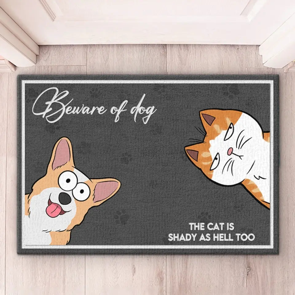 Our Love Is Purr-fect - Dog & Cat Personalized Custom Home Decor Decorative Mat - House Warming Gift For Pet Lovers, Pet Owners