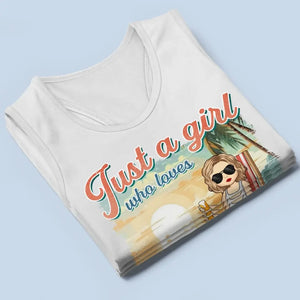 Just A Girl Who Love Summer - Bestie Personalized Custom Racer Back Tank Top - Gift For Best Friends, BFF, Sisters