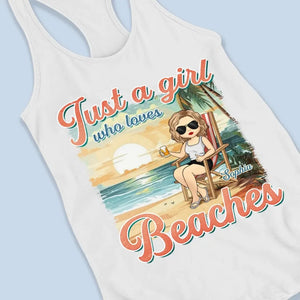 Just A Girl Who Love Summer - Bestie Personalized Custom Racer Back Tank Top - Gift For Best Friends, BFF, Sisters