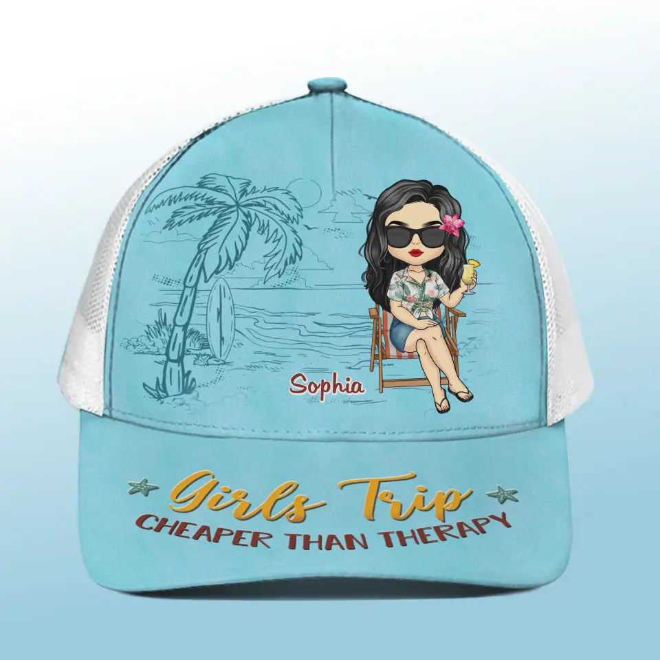 Eat Well, Travel Often - Bestie Personalized Custom Mesh-back Baseball Cap, Baseball Trucker Cap - Summer Vacation Gift For Best Friends, BFF, Sisters