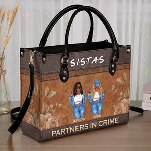 Partners In Crime - Bestie Personalized Custom Leather Handbag - Gift For Best Friends, BFF, Sisters