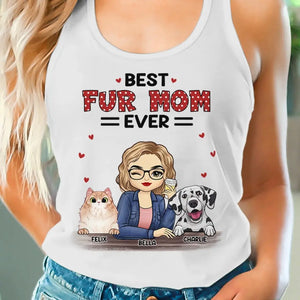 Best Fur Mom Ever - Dog & Cat Personalized Custom Racer Back Tank Top - Gift For Pet Owners, Pet Lovers