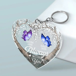 Time Passes, Love Remains - Memorial Personalized Custom Shaped Acrylic Keychain - Sympathy Gift For Family Members