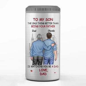 Congrats On Becoming A Dad - Family Personalized Custom 4 In 1 Can Cooler Tumbler - Gift For Son, Grandson