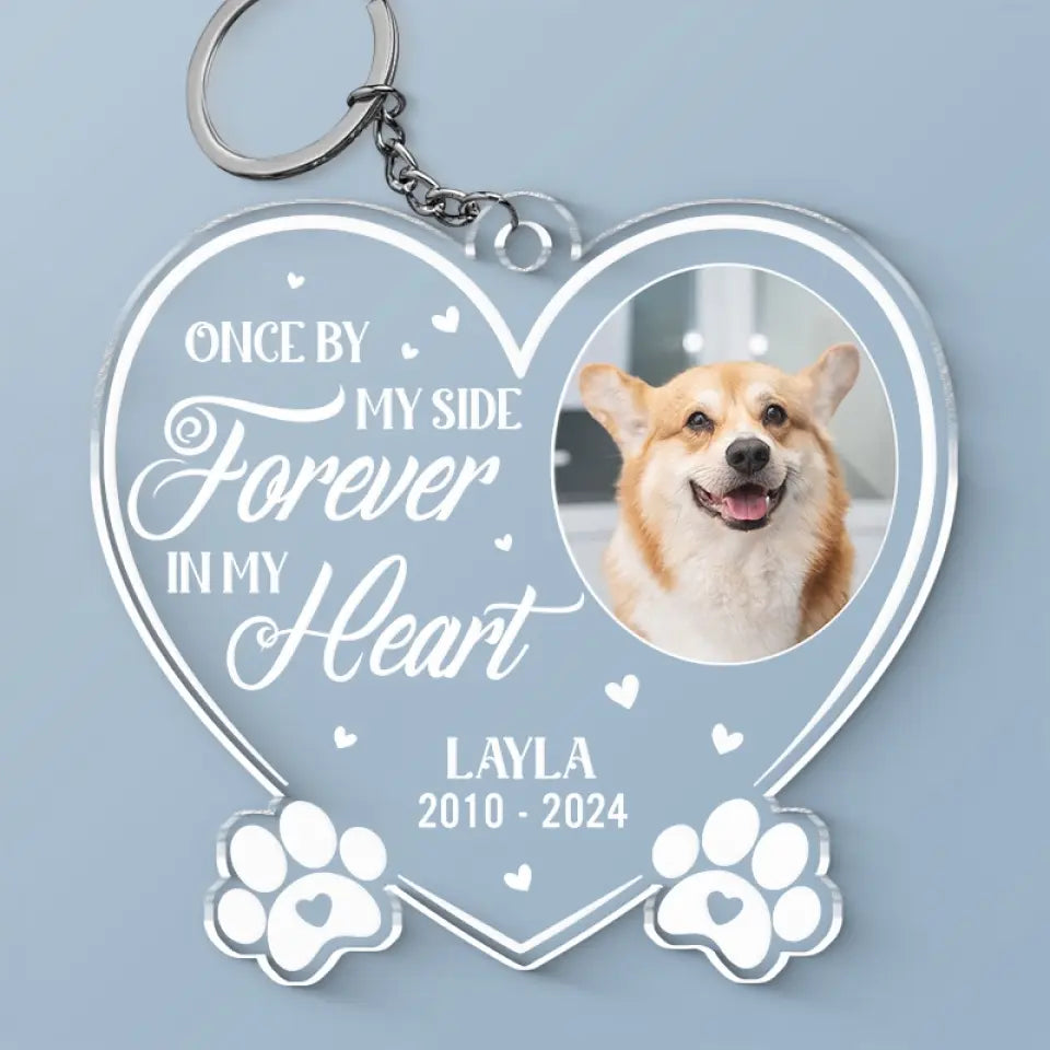 Custom Photo You Left Paw Prints On My Heart Forever - Memorial Personalized Custom Shaped Acrylic Keychain - Sympathy Gift For Pet Owners, Pet Lovers