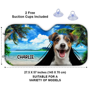 Custom Photo Pets Are The Heartbeat At Our Feet - Dog & Cat Personalized Custom Auto Windshield Sunshade, Car Window Protector - Summer Vacation Gift For Pet Owners, Pet Lovers