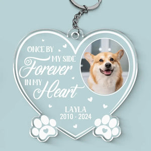 Custom Photo You Left Paw Prints On My Heart Forever - Memorial Personalized Custom Shaped Acrylic Keychain - Sympathy Gift For Pet Owners, Pet Lovers