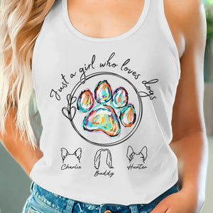 Just A Girl Who Loves Pets - Dog & Cat Personalized Custom Racer Back Tank Top, T-Shirt - Summer Vacation Gift For Pet Owners, Pet Lovers