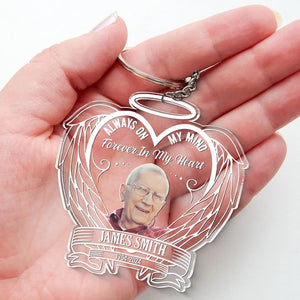 Forever In My Heart - Memorial Personalized Custom Shaped Acrylic Keychain - Sympathy Gift For Family Members