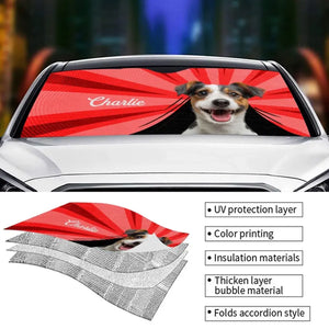 Custom Photo I Can Feel The Heat Of This Summer - Dog & Cat Personalized Custom Auto Windshield Sunshade, Car Window Protector - Summer Vacation Gift For Pet Owners, Pet Lovers