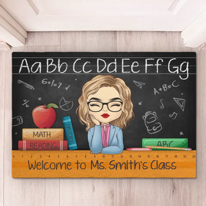 Welcome To Her Class - Teacher Personalized Custom Home Decor Decorative Mat - Gift For Teacher