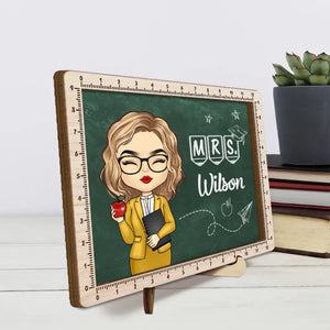 You Don't Just Teach, You Inspire - Teacher Personalized Custom 2-Layered Wooden Plaque With Stand - Gift For Teacher