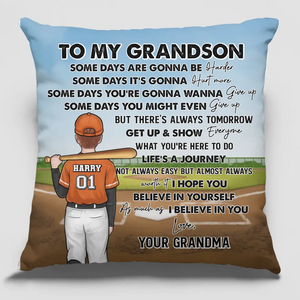 Life's A Journey, Not Always Easy But Almost Always - Family Personalized Custom Pillow - Gift For Family Members, Baseball Players, Baseball Lovers