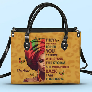 I Am The Storm - Bestie Personalized Custom Leather Handbag - Gift For Best Friends, BFF, Sisters