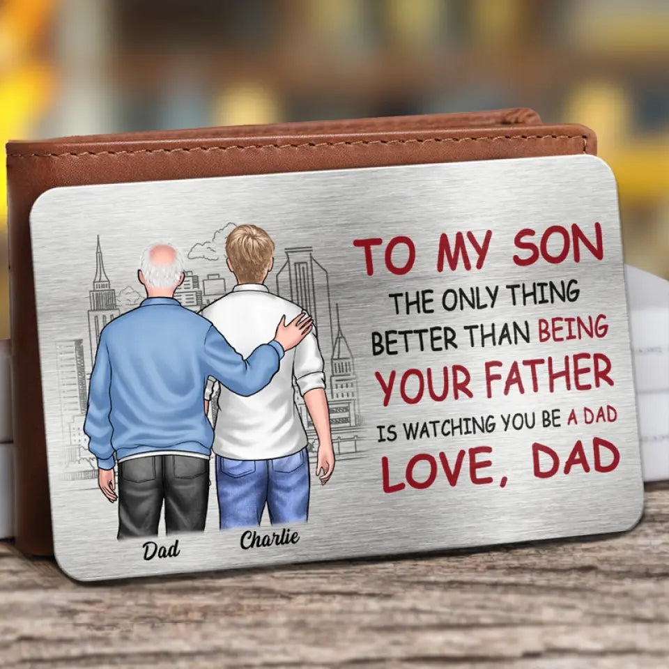 We Are Born Of Love - Family Personalized Custom Aluminum Wallet Card - Gift For Son, Grandson