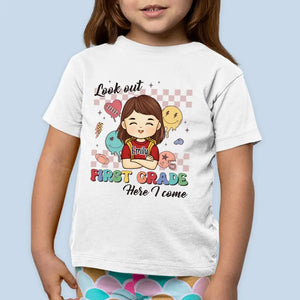 Look Out! Third Grade Here I Come - Personalized Custom Kid T-shirt - Back To School Gift For Kid