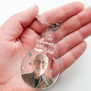 Custom Photo Angel From Above, Watch Over Me With Love - Memorial Personalized Custom Shaped Acrylic Keychain - Sympathy Gift For Family Members