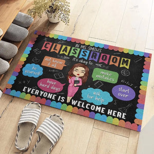 In This Classroom It's Ok To Be Yourself - Teacher Personalized Custom Home Decor Decorative Mat - House Warming Gift For Teacher