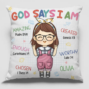 God Says I Am Amazing - Personalized Custom Kid Pillow - Gift For Kid, Back To School Gift