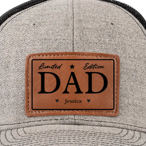 My Incomparable Dad - Family Personalized Custom Leather Patch Hat - Gift For Dad, Grandpa