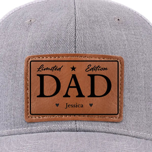 My Incomparable Dad - Family Personalized Custom Leather Patch Hat - Gift For Dad, Grandpa