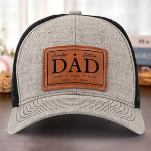 My Incomparable Dad - Family Personalized Custom Leather Patch Hat - Gift For Dad, Grandpa