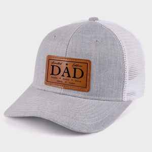 My Incomparable Dad - Family Personalized Custom Leather Patch Hat - Gift For Dad, Grandpa