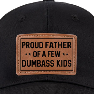 Fathers Lead By Example - Family Leather Patch Hat - Gift For Dad