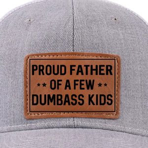 Fathers Lead By Example - Family Leather Patch Hat - Gift For Dad