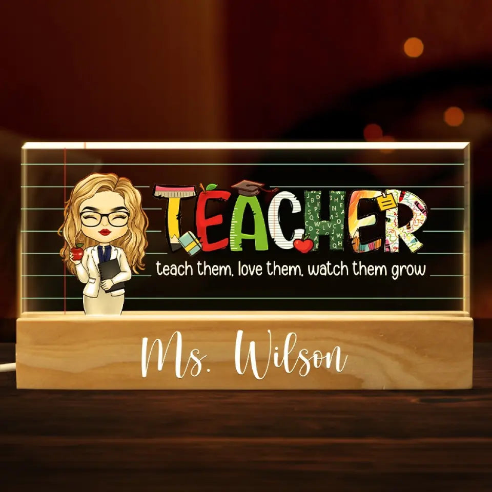 A Teacher's Job Is To Awaken Possibility In Others - Teacher Personalized Custom Acrylic Letters 3D LED Night Light - Gift For Teacher