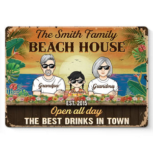 The Best Drinks In Town - Family Personalized Custom Home Decor Metal Sign - House Warming Gift For Family Members