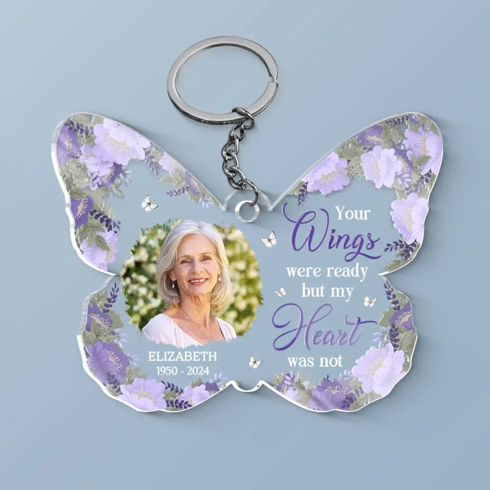 Custom Photo Cherished Memories - Memorial Personalized Custom Shaped Acrylic Keychain - Sympathy Gift For Family Members