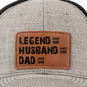 My Legendary Father - Family Personalized Custom Leather Patch Hat - Gift For Dad, Grandpa